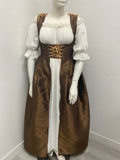 "This two piece outfit is perfect for your day a the Renaissance festival! This set comes with a ivory chemise made with 100% rayon with cream one inch lace over the the neck line, it can worn over the shoulder or off the shoulders the lace up over dress have gathered fabric on the skirt part and 8 silver grommets for the ribbon to lace please note that depending on your Body type the split lace up may be completely closed if you are think if you are a little fuller will be a little more open. T Gathered Fabric, Historic Clothing, Over Dress, Costume Cosplay, One Inch, Women's Costumes, Historical Clothing, Two Piece Outfit, Skirt Length