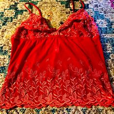 Closet Clear Out Time, This Was Tried On, But Never Worn. I Did Launder And Sanitize. Super Cute Online Impulse Buy- Just Didn’t Suit Me. *Cami Only - No Bottoms Red Fitted Camisole Sleepwear, Red V-neck Top With Lace Trim, Fitted Red Camisole With Lace Trim, Red Sleeveless Lace Top, Red Sleeveless Lace Sleepwear, Red Lace Sleeveless Sleepwear, Fitted Lace Red Camisole, Red Fitted Lace Camisole, Fitted Red Lace Sleepwear