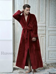 Russoo - Mens Cozy Solid Fleece Robe: Stylish Home Loungewear with Pocket, One-Piece Design, Lace-Up Closure, and Kimono-Inspired Warmth - Ideal for Post-Bath Relaxation Long Sleeve Winter Sleep Robe, Fitted Long Sleeve Solid Color Robe, Fitted Long Sleeve Solid Robe, Fitted Long Sleeve Lounging Robe, Fitted Long Sleeve Winter Sleepwear, Red Fitted Long Sleeve Robe, Fitted Long Sleeve Winter Robe, Fitted Long Sleeve Home Robe, Fitted Long Sleeve Robe