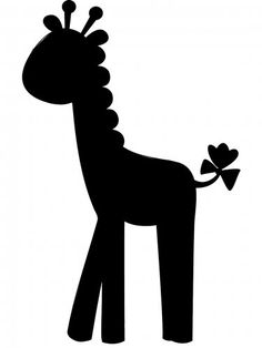 a black and white silhouette of a giraffe with a clover in its mouth