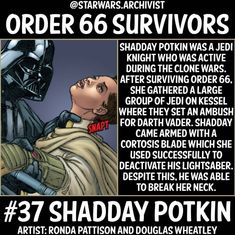 a poster with an image of darth vader and the text, order 66 survivors