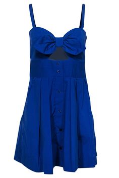 Current Boutique-Milly - Royal Blue Fit & Flare Dress w/ Bow Sz 2 Cute Backyard, Blue Frock, Holiday Soiree, Blue Fits, Bow Design, Summer Holiday, Fit Flare Dress, Bright Blue, Fit & Flare