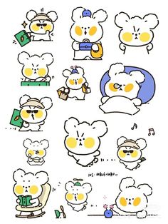 some cartoon bears with different expressions on them