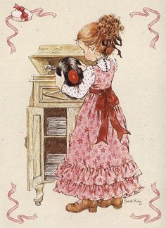 SarahKay-0310 Sarah Key, Sara Kay, Postal Vintage, Sarah Kay, Holly Hobbie, Record Player, Pretty Art, Old Fashioned, Art Inspo