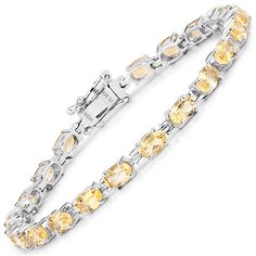 9.03 Carat Genuine Citrine .925 Sterling Silver Bracelet Tanzanite Bracelet, Citrine Bracelet, Blue Topaz Bracelet, Tanzanite Earrings, Oval Stud Earrings, Yellow Gemstones, Birthstone Bracelet, Silver Gemstone Jewelry, Birthstone Bracelets