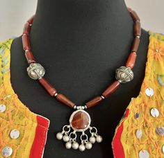 Antique Yemen Necklace w/ an Ancient Carnelian Pendant & Vintage Carnelian Beads  | eBay Afghan Jewellery, Afghan Jewelry, Carnelian Necklace, Carnelian Pendant, Carnelian Beads, Yemen, Orange And Yellow, Jewellery Designs, Good Fortune