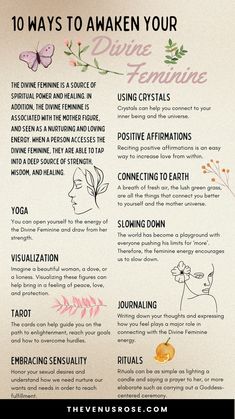 The divine feminine is an ancient concept of a powerful, creative, and nurturing feminine energy that has been present for centuries. It is a source of spiritual power and healing, and can be accessed in a variety of ways. It is believed that when a person accesses the divine feminine, they are able to tap into a deep source of strength, wisdom, and healing. Click to learn more! #divinefeminine #spiritual #spiritualgrowth #healing Spiritual Coaching, Feminine Spirituality, Healing Era, Witchy Tips, Spiritual Psychology, Healing Journaling, Wiccan Magic, Divine Feminine Spirituality, Spiritual Journals