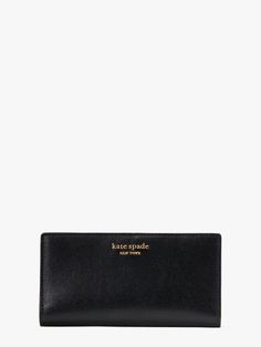 Our new Morgan wallet goes everywhere with you. It's done in scratch-resistant Saffiano leather so it will keep its sleek luxe look. | Kate Spade Morgan Slim Bifold Wallet, Black Classic Kate Spade Wallet With Interior Card Slots, Classic Kate Spade Wallet With Card Slots, Elegant Saffiano Leather Bifold Wallet, Classic Rectangular Kate Spade Wallet, Formal Kate Spade Leather Wallets, Classic Formal Kate Spade Wallet, Elegant Black Trifold Wallet With Smooth Grain, Black Leather Kate Spade Wallets, Kate Spade Leather Wallet With Card Slots