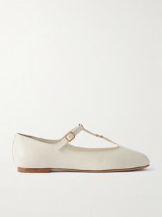 CHLOÉ Marcie embellished leather ballet flats | NET-A-PORTER Elegant Formal Ballet Flats With Buckle Closure, Chic Leather Ballet Flats For Wedding, Elegant Leather Ballet Flats For Wedding, Chic Calf Leather Ballet Flats, Elegant Evening Ballet Flats With Buckle Closure, Elegant White Ballet Flats For Work, Luxury Evening Ballet Flats, Elegant White Ballet Flats, Elegant Evening Calf Leather Ballet Flats