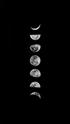 phases of the moon in black and white