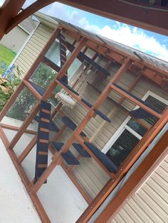 an upside down view of a house from the outside