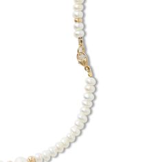 Hand strung pearl and gold bead necklace that can be worn as a long single lustrous strand or doubled up as a layered look. Handmade in New York and finished in 14 karat gold. Freshwater Pearls 14 Karat Gold 32 inches Handmade in NYC About the stone The beginnings pearls occur when an oyster, mussel, or clam attempts to soothe the part of its body when a granule enters its shell. It does this by creating a unique coating layer over the irritated area, known as a nacre. The sea animal will add layer after layer of nacre until a beautiful, glistening pearl is formed. Best known for their whimsical shapes and wide variety of sizes and colors, the character of a freshwater pearl is found in its distinctive surface texture and the warmth of its luster. Though freshwater pearls are commonly foun Classic Multi-strand Jewelry With Pearl Charm, Double Strand Akoya Pearl Necklace, Rondelle Pearl Chain Jewelry, Classic Multi-strand Pearl Necklace With Charm, Elegant Hand-strung Multi-strand Jewelry, Elegant Yellow Gold Pearl Necklace With Polished Beads, Double Strand Akoya Pearl Chain Jewelry, Classic Double Strand Pearl Charm Jewelry, Classic Double Strand Beaded Necklace