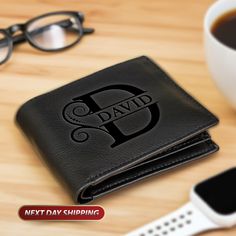 Personalized Wallet, Mens Wallet, Engraved Wallet, Groomsmen Wallet, Leather Wallet, Custom Wallet, Boyfriend Gift for Men, Gift for Him, Personalized Gifts, Fathers Day Gift 👉 With handcrafted exquisite top-grain leather, RFID blocking technology, and the option for custom engraving, this bifold wallet makes the perfect custom-made gift for him. 👉 Add initials, favorite catchphrase, quote or inside Joke, even logo to make it extra unique and special! ENGRAVED MESSAGE INSTRUCTIONS 👉 At the la Personalized Black Wallet For Personal Use, Personalized Black Wallet, Personalized Black Bifold Wallet, Personalized Black Wallets As Gifts, Black Bifold Wallet For Personalized Gift, Father's Day Black Wallets With Card Slots, Black Wallets With Card Slots For Father's Day, Inside Joke, Engraved Wallet