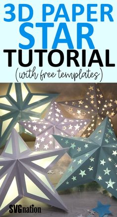 3d paper stars with free templates for christmas decorations