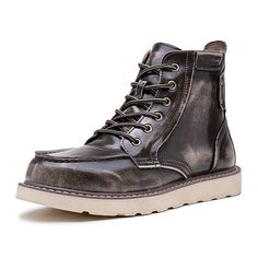 Category:Boots; Upper Materials:Leather; Lining Materials:Leather; Gender:Men's; Toe Shape:Round Toe; Outsole Materials:Rubber; Closure Type:Lace-up; Function:Comfortable,Slip Resistant; Listing Date:08/13/2024; 2024 Trends:Work Boots; Foot Length:null; Foot Width:null Mens Boots Online, Men’s Boots, Boot Print, 2024 Trends, Mens Shoes Boots, Shoe Print, Lace Up Ankle Boots, Work Boots, Leather And Lace