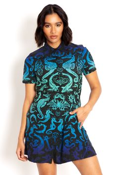 Seahorse Playground Short Sleeve Shirt Dress - LIMITED ($109AUD) by BlackMilk Clothing Short Sleeve Shirt Dress, Short Sleeve Dress Shirt, Nice Shorts, Dresses Short