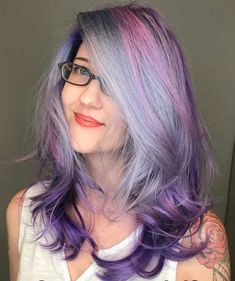 Silver Purple Pink Hair, Silver And Purple Hair, Pink Silver Hair, Pink Purple Blue Hair, Purple Underneath Hair, Purple Grey Hair, Pixie Hair, Hair Color Purple, Hair Color Highlights