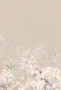 an abstract painting of flowers on a beige background