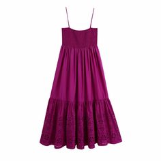 2020 long hollow-out embroidered dress with condole belt