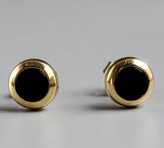 Horseshoe Ring, Vintage Stud Earrings, Studs Men, Vintage Fine Jewelry, Pacific Palisades, Onyx Earrings, Gold Stud Earrings, Gold Stud, Fine Earrings