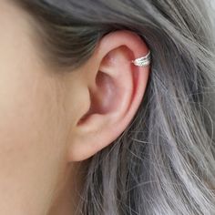 On Model Feather Ear Cuff, Curated Ear, Ear Cuff Earrings, Lisa Angel, Bohemian Jewellery, Boho Jewellery, Silver Ear Cuff, Helix Earrings, Silver Feather