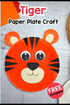 a paper plate with a tiger face on it