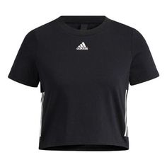 (WMNS) adidas Apxj Ss T-Shirt 'Black White' HF5116 Sporty T-shirt With Three Stripes For Sports, Black Sporty T-shirt With Athletic Fit, Adidas Logo T-shirt For Sports Season, Black Training T-shirt With Logo Print, Adidas Logo Athleisure Activewear Short Sleeve, Adidas T-shirt With Logo For Sports Season, Short Sleeve Adidas Activewear For Athleisure, Athleisure Short Sleeve T-shirt With Three Stripes, Short Sleeve Activewear With Three Stripes For Workout