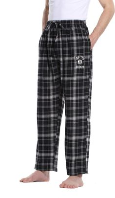 Make the Concepts Sport® Brooklyn Nets Flannel Sleepwear Pants your go to and cheer in comfort for every game this season. Fit Concepts Sport® flannel pajama pants Elastic waistband with adjustable drawstring Design Heat seal team logo on left leg Team-colored checkered plaid design Additional Details Officially licensed by the NBA® Nba Fashion, Plaid Pajama Pants, Flannel Pajama Pants, Plaid Pajamas, Flannel Pajamas, Brooklyn Nets, San Antonio Spurs, Miami Heat, Plaid Design