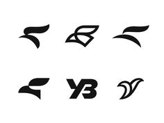 four different types of black and white logos with the letters y, b, and f