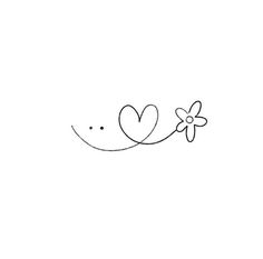 a drawing of two hearts and a flower