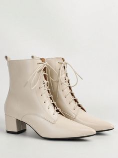 Fashionable Women's Pointed Toe Lace-Up Mid-Calf Boots Fall For Christmas And New Year Holiday Beige         Women Shoes, size features are:Bust: ,Length: ,Sleeve Length: Shein Boots, Over The Knee Socks, Boots Women Fashion, Womens Mid Calf Boots, Boots Fall, Calf Boots, Mid Calf Boots, Kids Beachwear, Maternity Bag