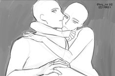 a drawing of two people hugging each other