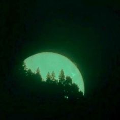 an image of the moon through some trees