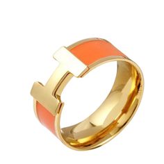 description & details matching bangle available - stainless steel /gold plated- approx. width 8mm- water resistant / hypoallergenic- please note that perfume and other chemicals can shorten the life of your jewelry pieces Hermes Rings, H Ring, Hermes Ring, Pool Chlorine, Hermes Jewelry, Stylish Glasses, Black Stainless Steel, Orange Gold, Dream Clothes