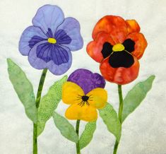 applique pansy flower block pattern. 1 of more than 55 flower blocks by Ruth Blanchet Flower Applique Patterns, Free Applique Patterns, Fabric Postcards, Applique Quilt Patterns, Flower Quilts, Flower Quilt, Applique Quilting, Floral Quilt, Applique Pattern