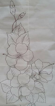 a drawing of flowers on a piece of paper