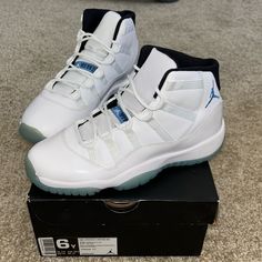 Brand New Air Jordan 11 Legend Blue Size 6y These Are Grade School Size I Bought These Shoes From Another Seller I’m Selling Because They Do Not Fit Me Please Look At Pictures Prior To Purchasing These Shoes Seem Like They Have Been In Storage For A While From When I Received Them From The Seller I Will Give Them A Quick Clean Before Shipping Out Smoke Free Home Willing To Accept And Negotiate With Offers And Will Ship Asap Feel Free To Ask Any Questions Would Like To Sell These Fast To Get My C Jordan Shoes With Air Max Cushioning And White Sole, White High-top Sneakers With Air Cushioning For Light Sports, White Jordan Casual Shoes With Air Cushioning, White Jordan Shoes With Branded Insole, White Jordan Shoes With Air Cushioning For Streetwear, Casual White Jordan Shoes With Air Cushioning, White Custom Sneakers For Light Sports, Custom White Sneakers For Light Sports, White High-top Custom Sneakers With Air Cushioning