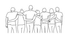 a line drawing of people holding hands and looking at each other stock photo getty images