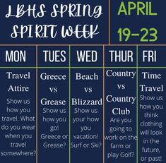 an event poster with the words, let's spring spirit week and other activities