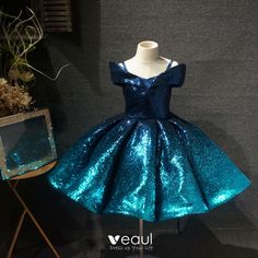 Fairytale Ink Blue Birthday Flower Girl Dresses 2020 Ball Gown Off-The-Shoulder Short Sleeve Sequins Short Ruffle Backless Wedding Party Dresses Blue Princess Style Evening Dress For Parties, Off-shoulder Dresses For Prom Season Pageants, Princess Style Strapless Ball Gown For Party, Blue Princess Style Party Gown, Blue Princess Gown For Party, Princess Style Blue Gown For Party, Princess Style Off-shoulder Party Dress, Party Princess Dress With Sweetheart Neckline, Blue Princess Dress For Holiday Party