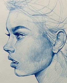 a pencil drawing of a woman's face