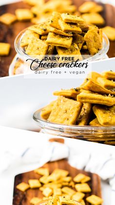 two pictures showing how to make cheesy crackers