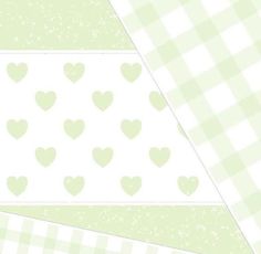 a green and white checkered background with hearts on the side, as well as an arrow