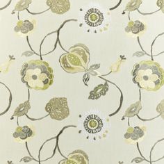 an image of a flower pattern on a wallpapered surface with white and green colors