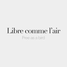 the words libre comme l'air free as a bird on a white background