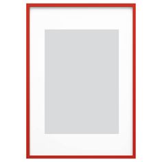 a red and white photo frame with an empty space in the bottom right hand corner