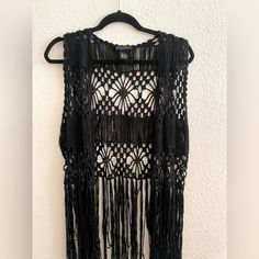 Originally I Bought This At Kohls ! It’s So Adorable And Boho! I Tried It On So Many Times But I Felt It Wasn’t For Me ! Never Worn Out Of The House. Basically Brand New Casual Black Crochet Cotton Top, Black Cotton Crochet Top Casual Style, Black Bohemian Crochet Top For Festival, Casual Black Cotton Crochet Top, Black Cotton Crochet Top, Bohemian Black Open Knit Crochet Top, Black Bohemian Open Knit Crochet Top, Black Fitted Bohemian Crochet Top, Casual Black Crochet Top With Lace