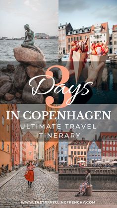 two photos with the words 3 days in copenhagen ultimate travel itinerary