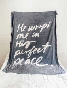 Christian home decor blanket. Vision Board Journal, God's Presence, Peaceful Moments, Love Is When, Perfect Peace, Hand Lettering Quotes, Journal Book, Faith Gifts, Vision Board Inspiration