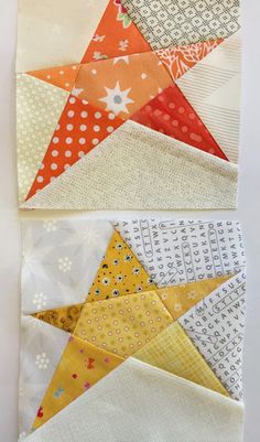 two different types of quilts on top of each other, one is orange and the other is white